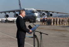 Russian President Vladimir Putin at Hmeimim air base in Syria