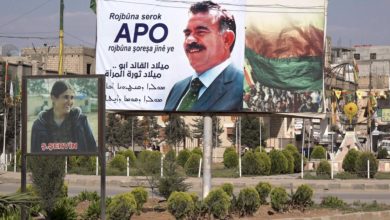 Poster of Abdullah Ocalan, the founder of the Kurdistan Workers' Party (PKK), Qamishli, Syria