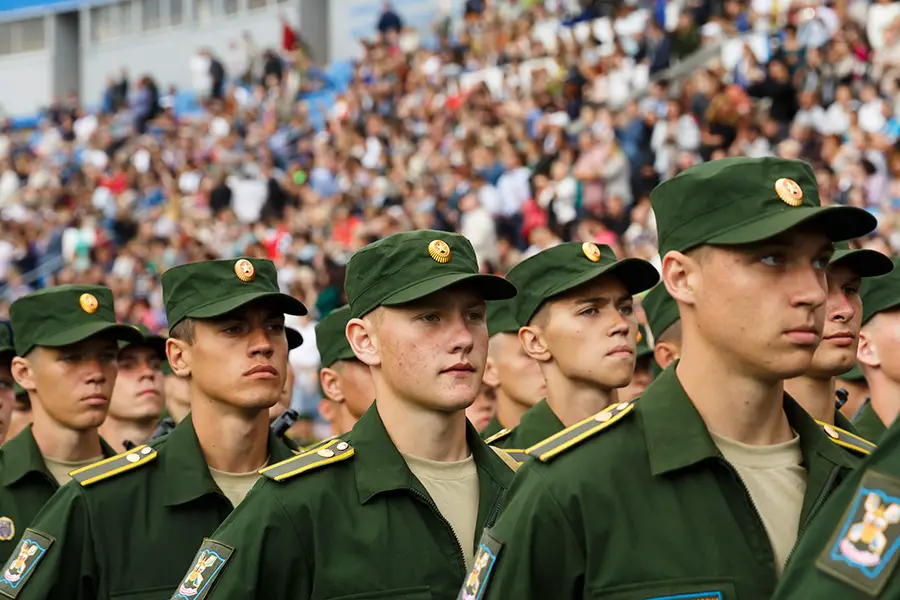 Cadet graduation ceremony at the Mozhaysky Military-Space Academy in St. Petersburg, Russia