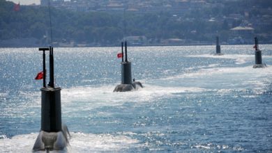 Turkish submarines line up.