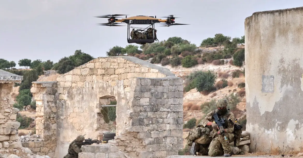 Royal Marines successfully receiving bergan drops from Malloy Aeronautics heavy lift drone