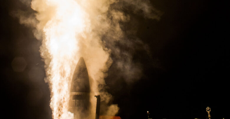 A Standard Missile-3 (SM-3) Block IIA is launched from the guided-missile destroyer USS John Paul Jones (DDG 53) during a flight test off Hawaii in 2017