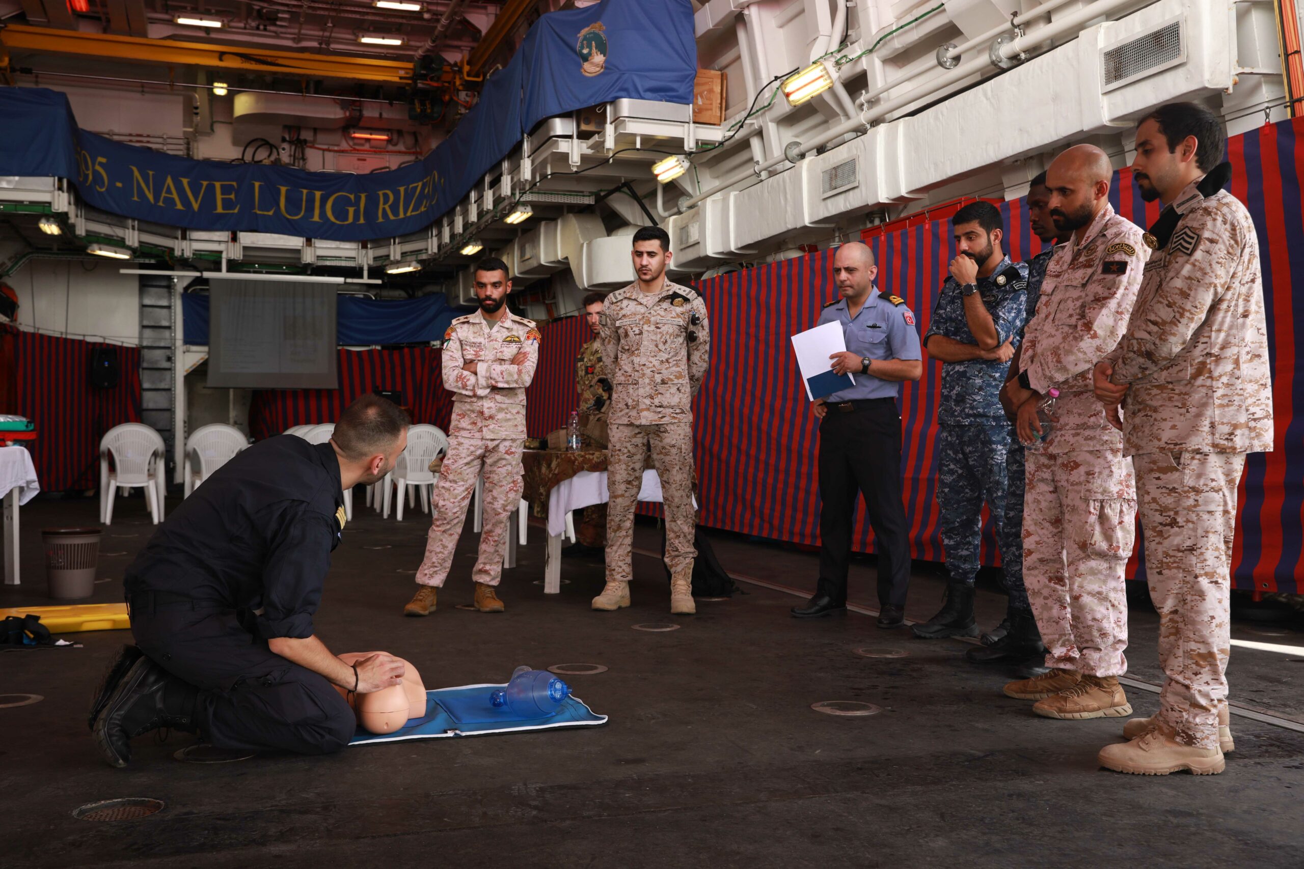 Soldier demonstrating maritime personnel care