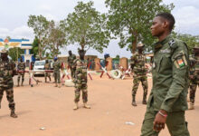 Nigerien soldiers near a French airbase in Niger