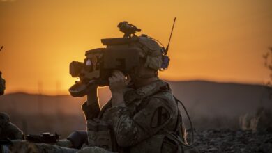 Infantryman targets using the Javelin Lightweight Command Launch Unit during operational testing at Yuma Proving Ground, Arizona