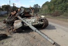 destroyed Russian tank