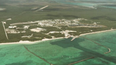 Personal photo taken from the AUTEC FH-227 aircraft in 1974 of the AUTEC complex on Andros Island.
