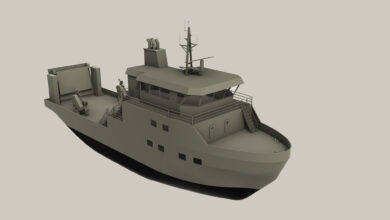 Concept image of a harbor tug. Photo: Saltech/Swedish Defence Materiel Administration
