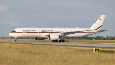 German Air Force's third and final Airbus A350 aircraft "Kurt Schumacher" under the Special Air Mission Wing program.