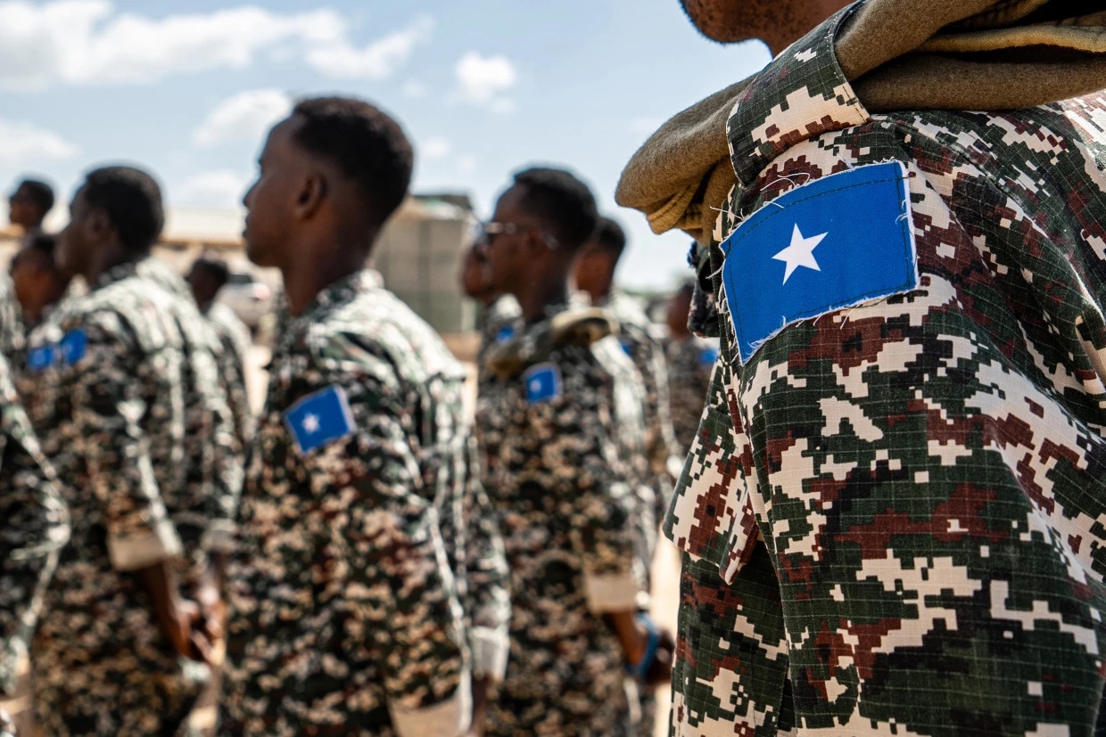 Somali National Army soldiers during training in Mogadishu