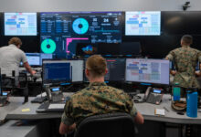 U.S. Marines and Civilians with Marine Corps Cyberspace Warfare Group and Marine Corps Cyberspace Operations Battalion participate in Cyber Flag 23-2 at an undisclosed location, Aug. 7, 2023. The purpose of the exercise was to enhance readiness and cyber warfare capabilities. Each team was strategically positioned in an offensive or defensive role, engaging with various cyber-attack and defense scenarios. (U.S. Marine Corps photo by Cpl. Oneg Plisner)