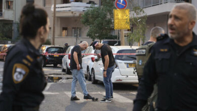 Israeli policemen at the scene where a drone exploded in Tel Aviv on July 19, 2024