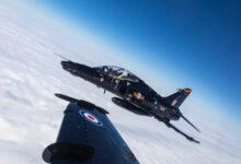Pictured is a Hawk T2 aircraft (tail no: ZK104) on a close form sortie from RAF Valley on 30th March 2022.