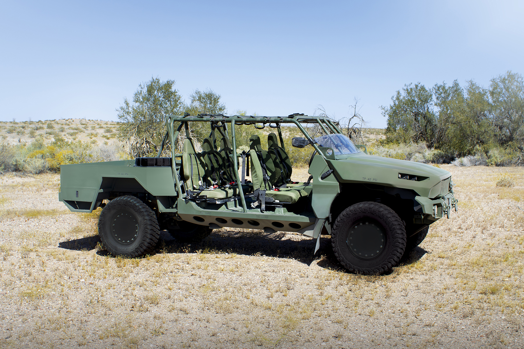 A side profile view of a GM Defense Canada light tactical utility vehicle that will be leveraged for the Canadian Armed Forces.