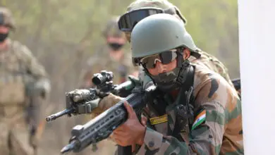 Combined squads of Indian and U.S. infantrymen practice small-unit tactics Feb. 9, 2021, during bilateral Indo-U.S. Exercise Yudh Abhyas at Mahajan Field Firing Range in Rajasthan, India. Now in its 16th iteration, Yudh Abhyas brings together India's 11th Jammu And Kashmir Rifles Battalion and the U.S. Army's 2-3 Infantry Battalion, 1-2 Stryker Brigade Combat Team, from Joint Base Lewis-McChord, Wash., in order to build on the enduring Indian-U.S. partnership through 14 days of combined field training, cultural exchange and a brigade-level command post exercise, leading to greater interoperability between the two nations in support of a free and open Indo-Pacific. (U.S. Army photo by Staff Sgt. Joseph Tolliver, 1-2 Stryker Brigade Combat Team public affairs.)