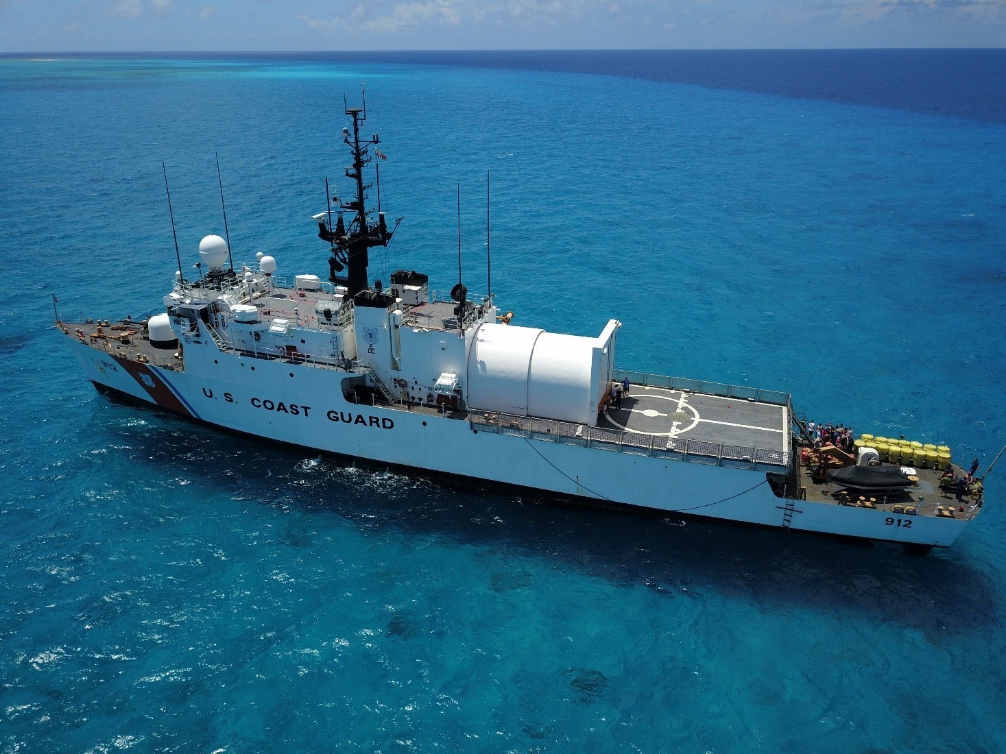 Coast Guard Cutter Legare (WMEC 912) patrols in the Caribbean in April 2021. The cutter was deployed in support of Operation Unified Resolve/Martillo under the tactical control of Joint Interagency Task Force South (JIATF-S) and the Seventh Coast Guard District. (U.S. Coast Guard courtesy photo)