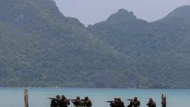 230425-N-OX430-1292 Philippine Sailors assigned to Naval Special Operations Units and U.S. Naval Special Warfare operators conduct over the beach approach drill in preparation for an upcoming bilateral training scenario at Joint Task Force Malampaya in El Nido, Palawan, Philippines during Balikatan 23, April 25, 2023. Balikatan is an annual exercise between the Armed Forces of the Philippines and U.S. military designed to strengthen bilateral interoperability, capabilities, trust, and cooperation built over decades of shared experiences. Naval Special Warfare is the nation’s elite maritime special operations force, uniquely positioned to extend the Fleet’s reach and gain and maintain access for the Joint Force in competition and conflict. (U.S. Navy Photo by Mass Communication Specialist 1st Class Daniel Gaither)