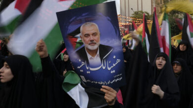 A portrait of slain Hamas leader