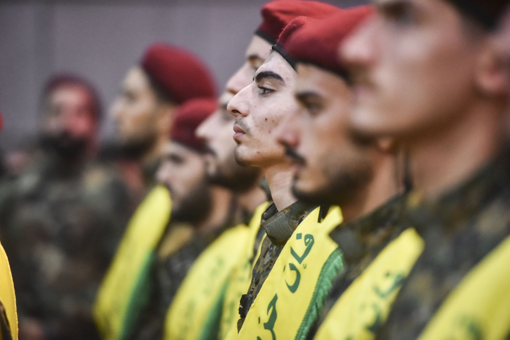 Hezbollah fighters and mourners are attending the funeral ceremony of slain top commander Fuad Shukr in Beirut's southern suburbs