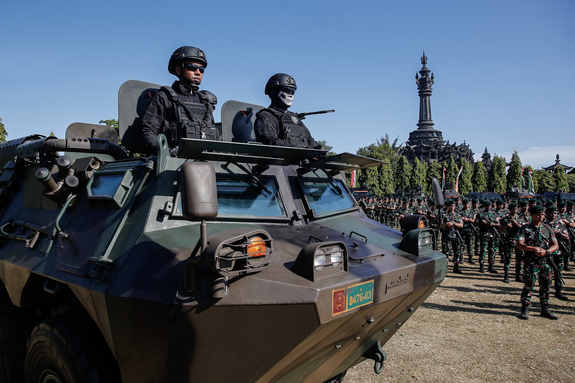 Indonesian special forces army personnel are taking part in a security assembly