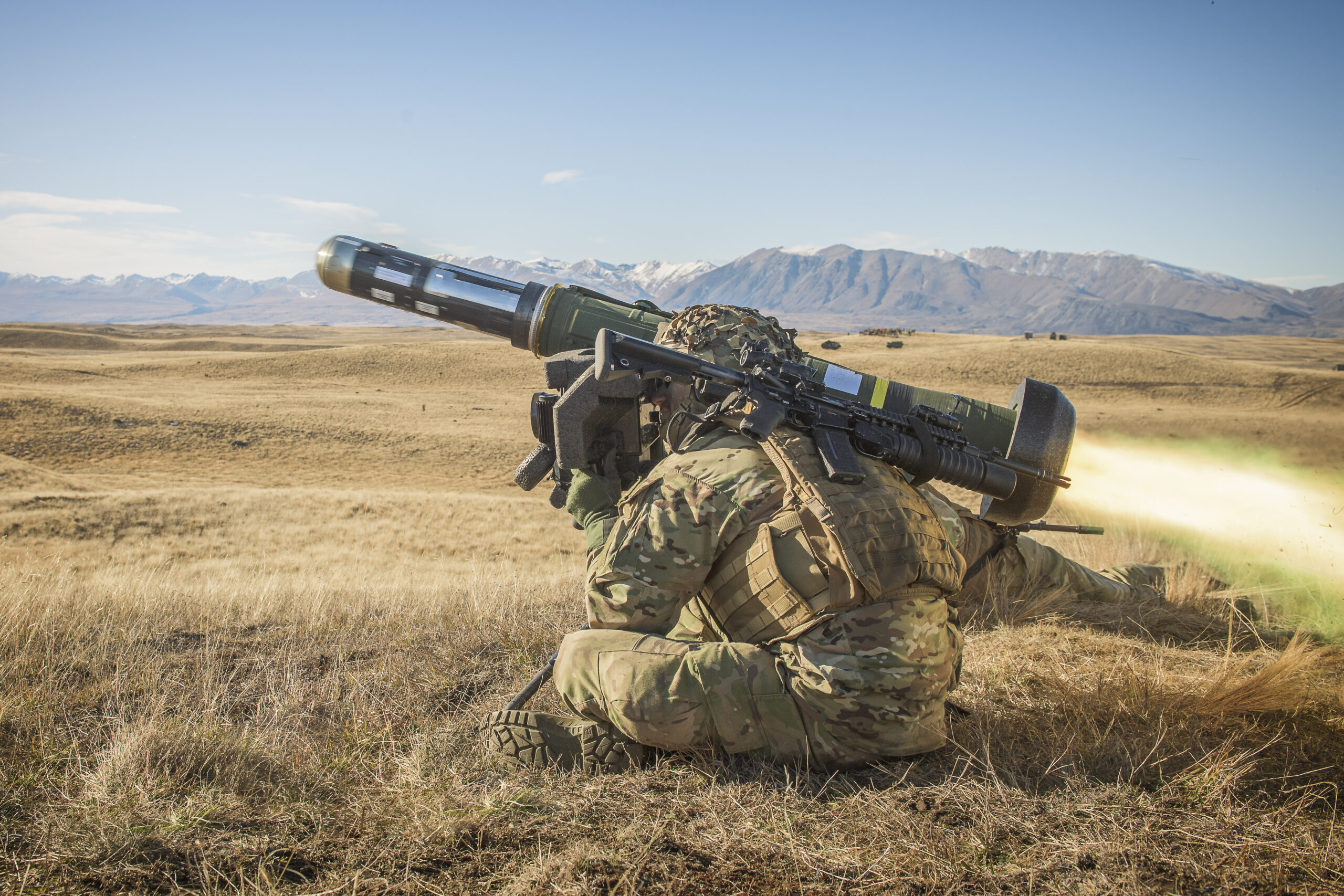 New Zealand soldier firing Javelin Medium Range Anti-Armour Weapon during Exercise Whakamahi Whakaaro