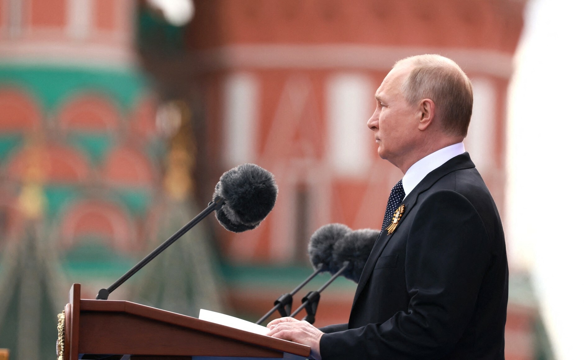 Vladimir Putin gives his speech at Victory Parade on Red Square