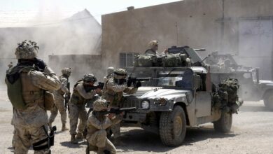 US Marines fire against terrorists operating in Fallujah, Iraq