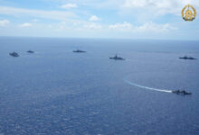 Defense forces of the Philippines, New Zealand, Japan, the United States, and Australia in the West Philippine Sea during their 4th multilateral maritime cooperative activity