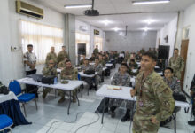 U.S. Air Force Col. Glen Hayase, commander of the 154th Mission Support Group, briefs multinational participants of a cyber exercise (CYBEREX), Aug. 26, 2024, Surabaya, Indonesia. The CYBEREX is part of Super Garuda Shield 2024, an Indonesia-led exercise intended to increase military interoperability between participating Allies and Partners, the United States military and the Indonesian Armed Forces. Super Garuda Shield 2024 is the third consecutive time this exercise has grown into a combined and joint event, focused on commitment to partnership and a Free and Open Indo-Pacific. (U.S. Air National Guard photo by Staff Sgt. Orlando Corpuz)