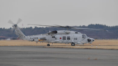 A Mitsubishi SH-60L helicopter