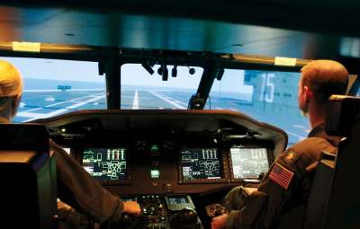 View inside a tactical operational flight trainer