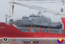 Philippine fast attack interdiction craft PG-908 and and PG-909 aboard a cargo ship