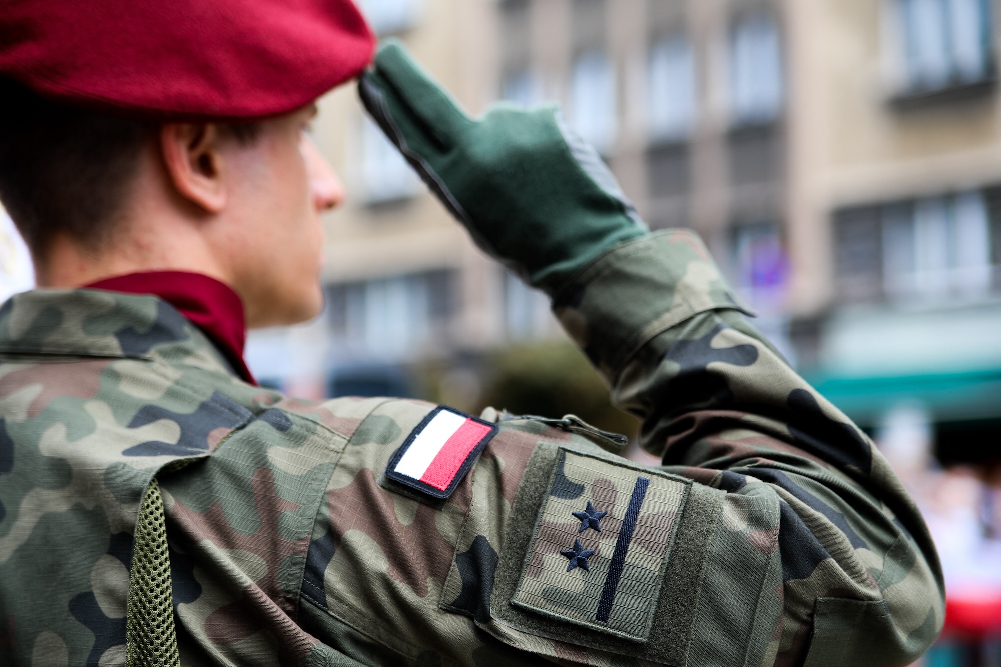 Polish soldier during the celebration of the 80th anniversary of the Warsaw Uprising