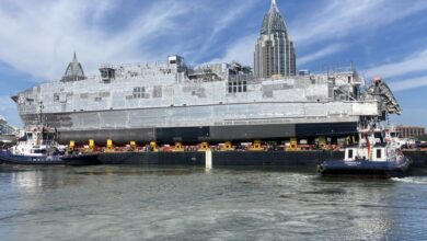 Launch of USNS Point Loma (EPF 15) Spearhead-class expeditionary fast transport vessel. Photo: Austal