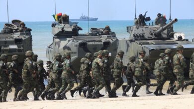 The Royal Thai Navy conducting exercises on the beach