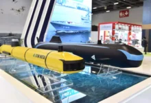 STM NETA 300 unmanned underwater vehicle at SAHA EXPO 2024 in Istanbul.