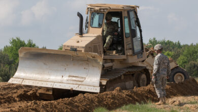 U.S. Soldiers from the 194th Engineer Brigade, Tennessee National Guard, perform horizontal construction training on various pieces of equipment while building foundations and roads during Resolute Castle 2018, at the Drawsko Pomorskie Training Area, Poland, May 12, 2018. Resolute Castle is a multinational training exercise for NATO and U.S. Army engineers, which supports Atlantic Resolve by promoting interoperability. Atlantic Resolve is a demonstration of the United States’ commitment to the collective security of Europe through the deployment of rotational U.S. forces in cooperation with NATO ally and partner nations. (U.S. Army photo by Spc. Andrew McNeil / 22nd Mobile Public Affairs Detachment)