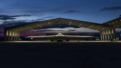 The B-21 Raider program is on track and continues flight testing at Northrop Grumman’s manufacturing facility on Edwards Air Force Base, California. The B-21 will have an open architecture to integrate new technologies and respond to future threats across the spectrum of operations. The B-21 Long Range Strike Family of Systems will greatly enhance mission effectiveness and Joint interoperability in advanced threat environments, strengthening U.S. deterrence and strategic advantage. (U.S. Air Force photo)