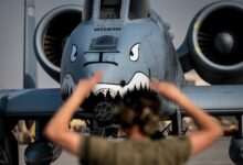 An A-10 Thunderbolt II taxies following its arrival at Al Dhafra Air Base, United Arab Emirates