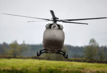 An unmanned UH-72 Lakota helicopter