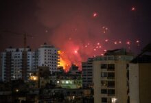 An Israeli airstrike hits the southern suburbs of Beirut as the Lebanese capital undergoes one of the most violent nights since the beginning of the conflict with at least 25 airstrikes