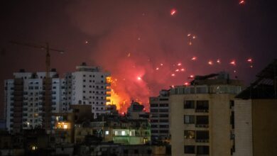 An Israeli airstrike hits the southern suburbs of Beirut as the Lebanese capital undergoes one of the most violent nights since the beginning of the conflict with at least 25 airstrikes