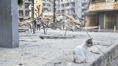 Damage occurs at the site of overnight Israeli airstrikes that target Beirut's southern suburb of Hadath in Beirut, Lebanon