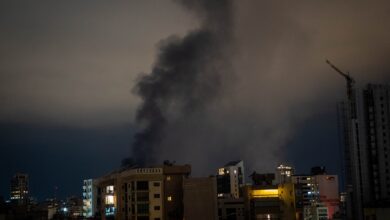 Smoke rises after an Israeli airstrike struck the neighborhood of Ras el-Nabeh in Beirut, Lebanon, October 10