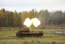 Estonian K9 howitzer during joint exercise with Poland