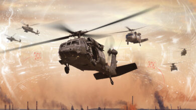 Rendering of the 2-Color Advanced Warning Systems aboard a helicopter