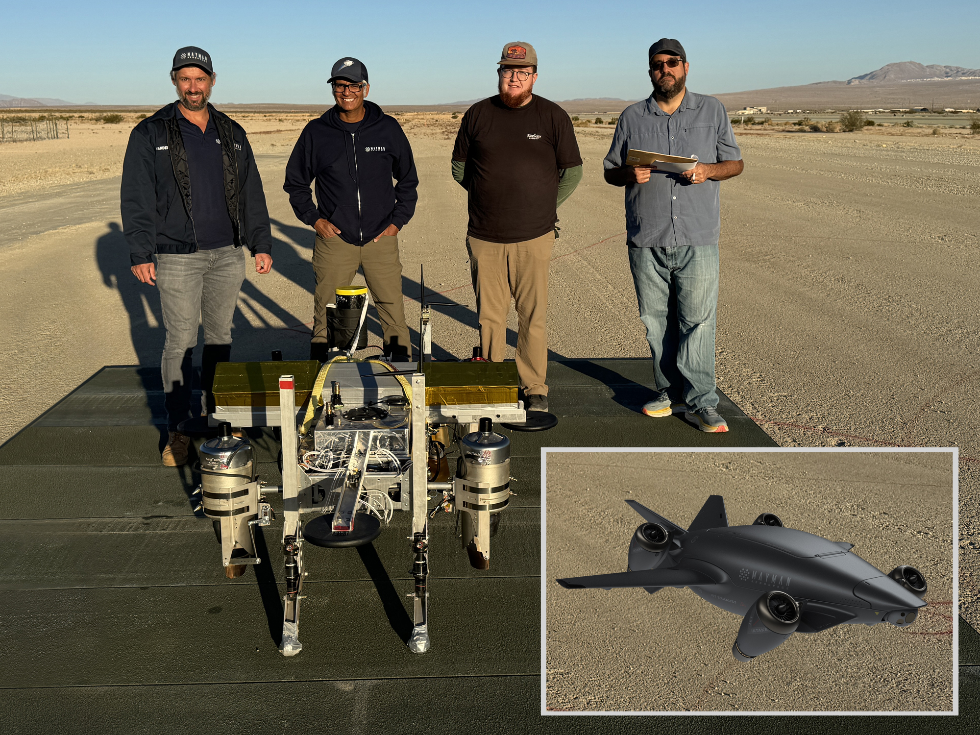 Mayman Aerospace flight team at US Dept of Defense airbase