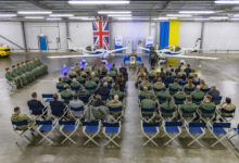 Today the latest graduation of Ukrainian pilots from RAF Elementary Flying Training took place, attended by Armed Forces Minister @LukePollard & Ukrainian Ambassador General Valerii Zaluzhnyi. The next step is advanced fast jet training & conversion to F-16 with partner nations.