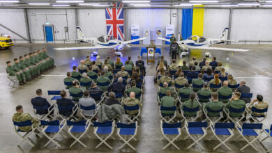 Today the latest graduation of Ukrainian pilots from RAF Elementary Flying Training took place, attended by Armed Forces Minister @LukePollard & Ukrainian Ambassador General Valerii Zaluzhnyi. The next step is advanced fast jet training & conversion to F-16 with partner nations.