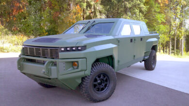 Front view of GM Defense’s Next Gen tactical vehicle